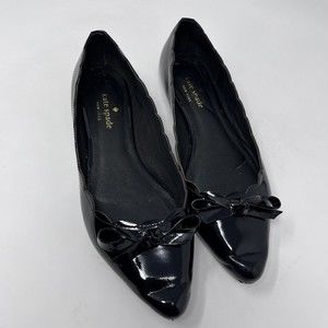 Kate Spade Eleni Flex Scallop Bow Flats Black Sz 7M